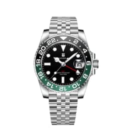 Corgeut 40mm 515 GMT Quartz Wristwatch Stainless Steel Waterproof Luxury Men Watches Top Brand Sapphire Glass Reloj Hombre