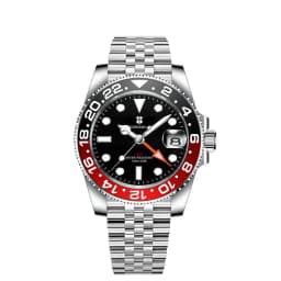 Corgeut 40mm 515 GMT Quartz Wristwatch Stainless Steel Waterproof Luxury Men Watches Top Brand Sapphire Glass Reloj Hombre