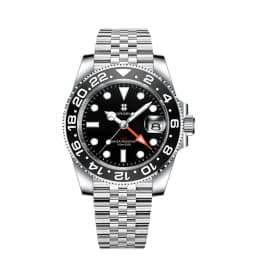 Corgeut 40mm 515 GMT Quartz Wristwatch Stainless Steel Waterproof Luxury Men Watches Top Brand Sapphire Glass Reloj Hombre