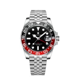 Corgeut 40mm 515 GMT Quartz Wristwatch Stainless Steel Waterproof Luxury Men Watches Top Brand Sapphire Glass Reloj Hombre