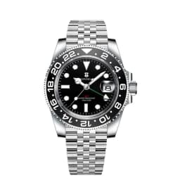 Corgeut 40mm 515 GMT Quartz Wristwatch Stainless Steel Waterproof Luxury Men Watches Top Brand Sapphire Glass Reloj Hombre