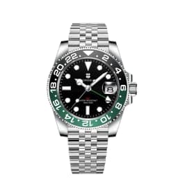 Corgeut 40mm 515 GMT Quartz Wristwatch Stainless Steel Waterproof Luxury Men Watches Top Brand Sapphire Glass Reloj Hombre