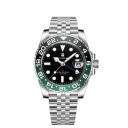 Corgeut 40mm 515 GMT Quartz Wristwatch Stainless Steel Waterproof Luxury Men Watches Top Brand Sapphire Glass Reloj Hombre