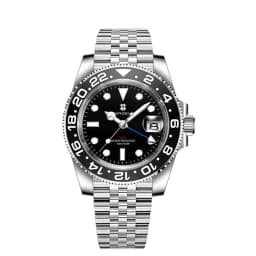 Corgeut 40mm 515 GMT Quartz Wristwatch Stainless Steel Waterproof Luxury Men Watches Top Brand Sapphire Glass Reloj Hombre