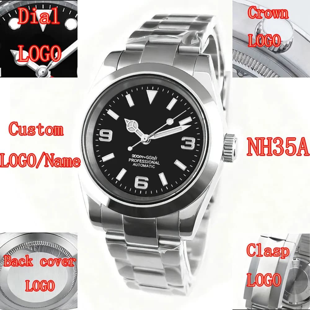 Custom logo NH35 Watch Man Automatic Mechanical Wristwatch 36MM/39MM Waterproof Sapphire Luminous Reloj Automático Miyota Watch