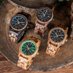 BOBO BIRD Wood Watch Men Business Quartz Watches Engraved Wooden Chronograph Wristwatch with Date Display Custom Reloj Madera