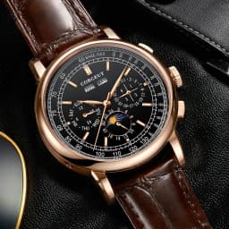 CORGEUT 41mm Business 316L Leather Mineral Glass Automatic Mechanical Men Watches Year Date Week Watch for Man Reloj Accessories
