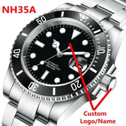 Custom Watches Luxury Sapphire MIYOTA/NH35 Automatic Wristwatch Mechanical Mens Watch Sterile Dial Ceramic 10Bar Lume Male Clock