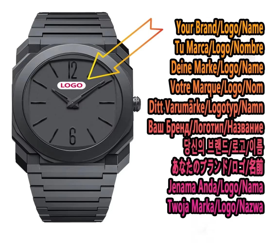 Top New Men's Quartz Watch Casual Waterproof Night Light Square Black Polycarbonate PC Strap Watch Box Customizable