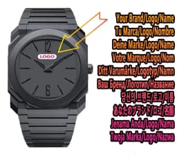 Top New Men's Quartz Watch Casual Waterproof Night Light Square Black Polycarbonate PC Strap Watch Box Customizable