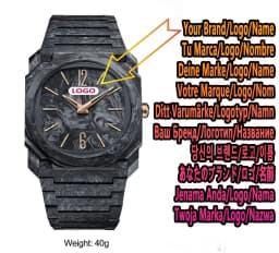 Top New Men's Quartz Watch Casual Waterproof Night Light Square Black Polycarbonate PC Strap Watch Box Customizable