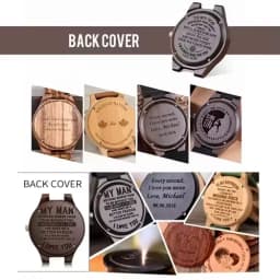Custom Wooden Mens Watches Date Display Quartz Wristwatch Fashion Customized Name Back Text Relogio Masculino Dropshipping