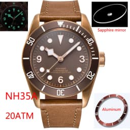 Custom Logo NH35A Miyota Sport 20ATM Watch PVD Coffee Bronze Case Sapphire Glass Luminous Deployant Clasp Deepwaterproof