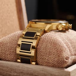 BOBOBIRD Golden Color Men's Watch Japanese Quartz Movement Ebony Wood Strap & Stainless Steel Case Custom Logo Brand Or Name