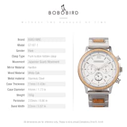 BOBOBIRD Golden Color Men's Watch Japanese Quartz Movement Ebony Wood Strap & Stainless Steel Case Custom Logo Brand Or Name