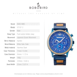 BOBOBIRD Golden Color Men's Watch Japanese Quartz Movement Ebony Wood Strap & Stainless Steel Case Custom Logo Brand Or Name