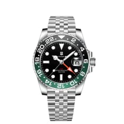 Corgeut 40mm 515 GMT Quartz Wristwatch Stainless Steel Waterproof Luxury Men Watches Top Brand Sapphire Glass Reloj Hombre