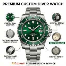 Full Custom Corgeut NH35 Automatic Watch Men Diver 100M Sapphire Ceramic Bezel Steel Personalized Logo Dial Crown Caseback