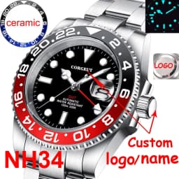 Custom Logo New Men Mechanical Wristwatch Jubilee Stainless NH34 GMT Watch Sapphire Glass Men Watches hombre
