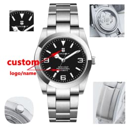36/39mmcustom New Design pink black dial Mechanical Wristwatches Luxury Corgeut 10BARS Sapphire NH35 Movement Watch for Men