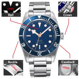 Custom Logo NH35 Movemen Luxury 41mm Biwan Business Men Watches Automatic Mechanical Date Diving Waterproof Glow Watch Corgeut