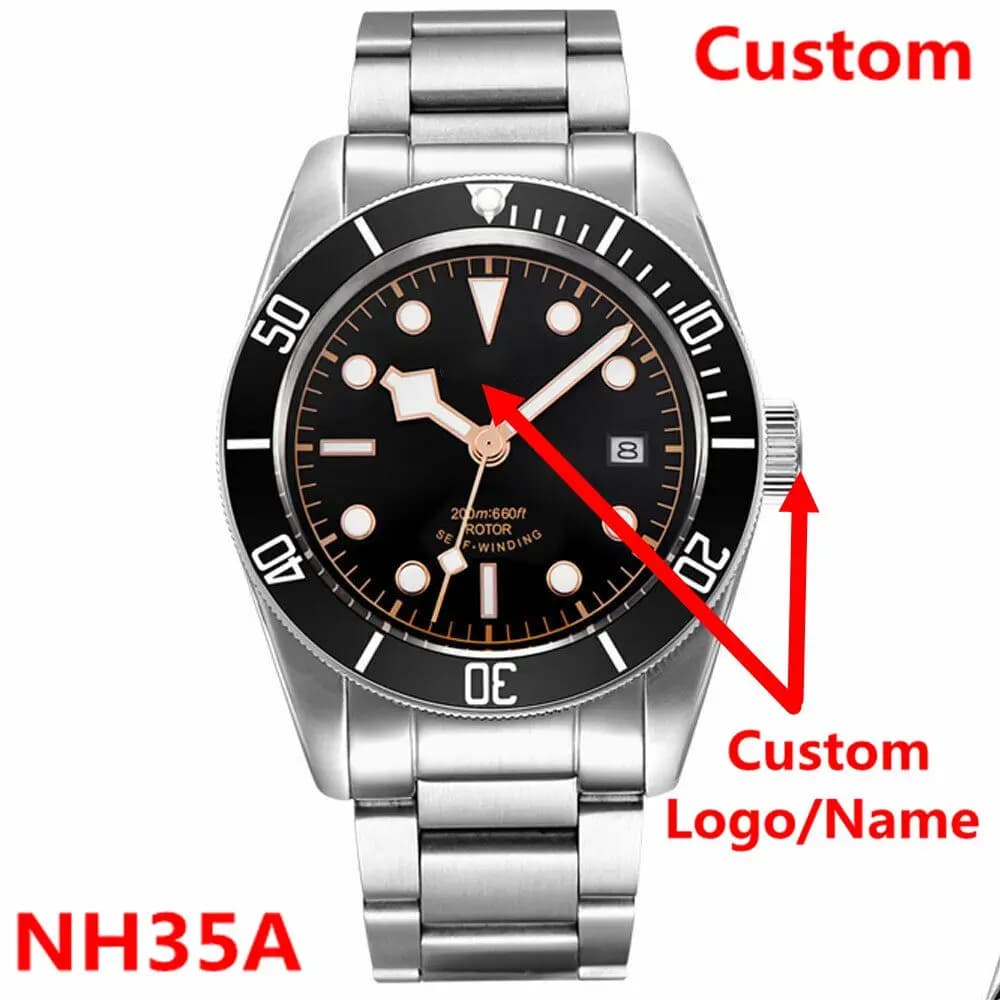 Custom Logo Luxury Men NH35/miyota Automatic Mechanical Watch Military Luminous Dive Relogio Sapphire Mechanical Wrist Watches