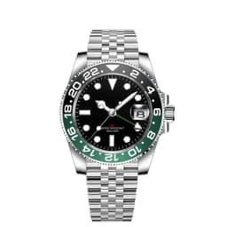 Custom luxury GMT Watch 40mm Mechanical Wristwatches Quartz Movt Stainless Sapphire Glass 100M Waterproof Luminous Men Watches