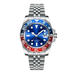 Custom luxury GMT Watch 40mm Mechanical Wristwatches Quartz Movt Stainless Sapphire Glass 100M Waterproof Luminous Men Watches
