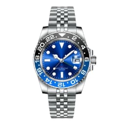 Custom luxury GMT Watch 40mm Mechanical Wristwatches Quartz Movt Stainless Sapphire Glass 100M Waterproof Luminous Men Watches