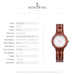 BOBO BIRD Women Watch Fashion Wooden Japanese Quartz Movement Wristwatch Luxury Red Sandalwood Timepiece Gift Box Dropshipping