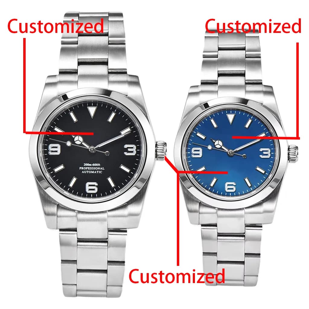 Miuksi NH35 Customized 36mm 39mm Mechanical Watch Fit NH35 Miyota 8215 Movement Automatic Sapphire Waterproof Wristwatch