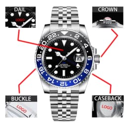 Corgeut 40mm Men's Custom logo NH34 Watch - Custom Logo. Customizable Strap, Dial, Engravings. Auto, Cal, Mech, Sapphire Glass