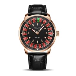 TIMEARTX Men's Trendy Watch European Roulette Poker Game Style Quartz Movement Genuine Leather Luxury Watch Men's Watches