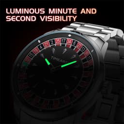 TIMEARTX Men's Trendy Watch European Roulette Poker Game Style Quartz Movement Genuine Leather Luxury Watch Men's Watches