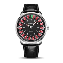 TIMEARTX Men's Trendy Watch European Roulette Poker Game Style Quartz Movement Genuine Leather Luxury Watch Men's Watches