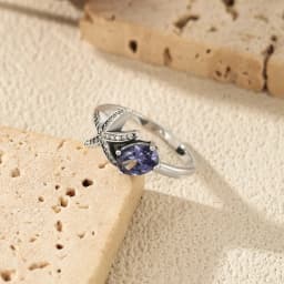 MODIAN 925 Sterling Silver Tanzanian Color Oval CZ Ring Vintage Pave Setting Starfish Jewelry for Women Silver Ring Gift