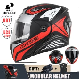 New Motorcycle helmet full face racing with Double sun visor Women man flip up Double lens DOT Gifts gloves and mask