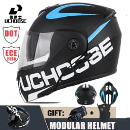 New Motorcycle helmet full face racing with Double sun visor Women man flip up Double lens DOT Gifts gloves and mask