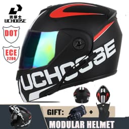New Motorcycle helmet full face racing with Double sun visor Women man flip up Double lens DOT Gifts gloves and mask