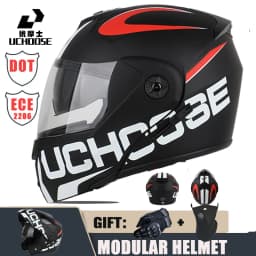 New Motorcycle helmet full face racing with Double sun visor Women man flip up Double lens DOT Gifts gloves and mask