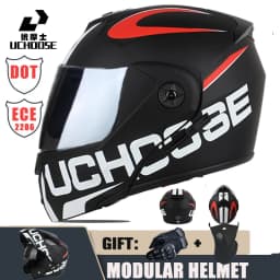 New Motorcycle helmet full face racing with Double sun visor Women man flip up Double lens DOT Gifts gloves and mask