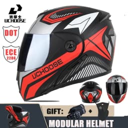 New Motorcycle helmet full face racing with Double sun visor Women man flip up Double lens DOT Gifts gloves and mask
