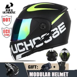 New Motorcycle helmet full face racing with Double sun visor Women man flip up Double lens DOT Gifts gloves and mask