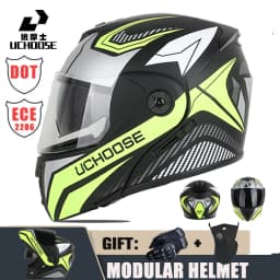 New Motorcycle helmet full face racing with Double sun visor Women man flip up Double lens DOT Gifts gloves and mask