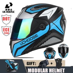 New Motorcycle helmet full face racing with Double sun visor Women man flip up Double lens DOT Gifts gloves and mask