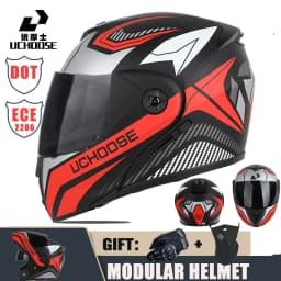 New Motorcycle helmet full face racing with Double sun visor Women man flip up Double lens DOT Gifts gloves and mask