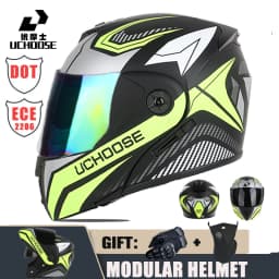New Motorcycle helmet full face racing with Double sun visor Women man flip up Double lens DOT Gifts gloves and mask