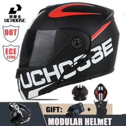 New Motorcycle helmet full face racing with Double sun visor Women man flip up Double lens DOT Gifts gloves and mask