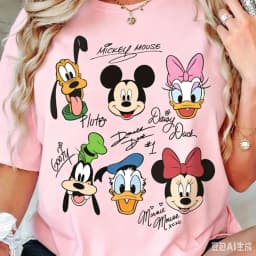 2026 Summer New T-shirt Casual Loose Short Sleeved Printed with Mickey Duck Donald Duck Men Women Families Children