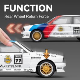 1:24 M3 GTR M4 Alloy Miniature Model Toy Diecast Cars Front Wheel Steering Doors Opened Sound Light Collect Models for Boy Gifts